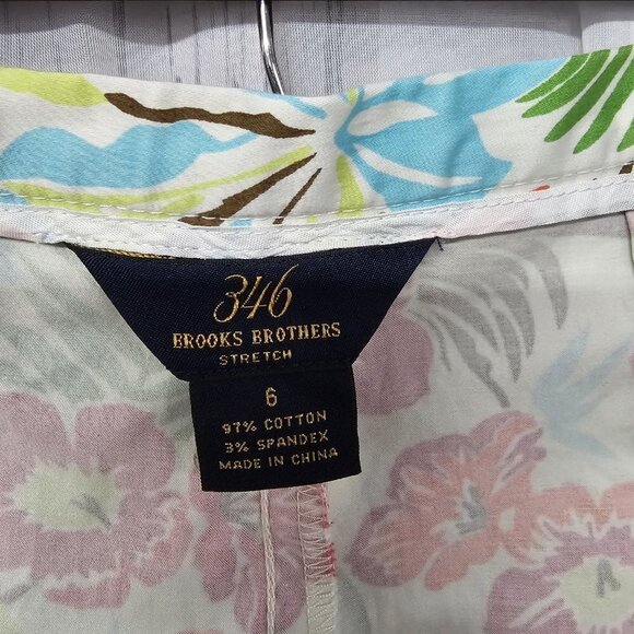 Brooks Brothers 346 Green Tropical Straight Leg Cotton Cigarette Pants Size 6 - Picture 8 of 10